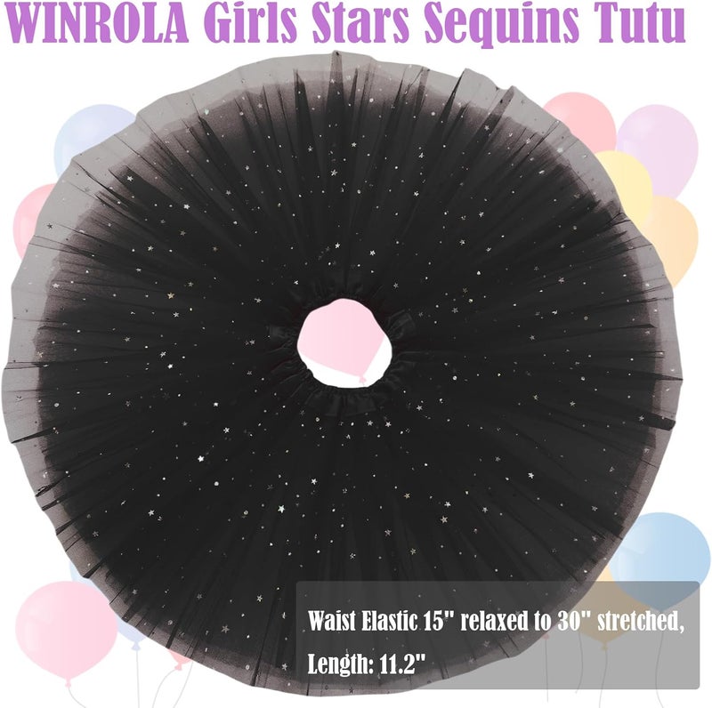 WINROLA Girls Stars Sequins Tutu Skirt Princess Ballet Dance Tutu Dress 3 Layered Halloween Christmas Tutu - Image 2